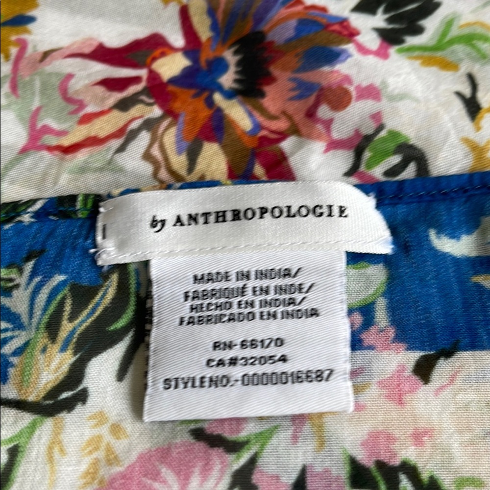 Anthropologie Floral Print Garment